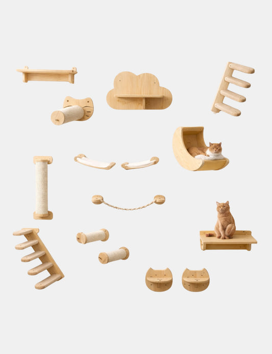 Arbre à Chat Mural en Bois